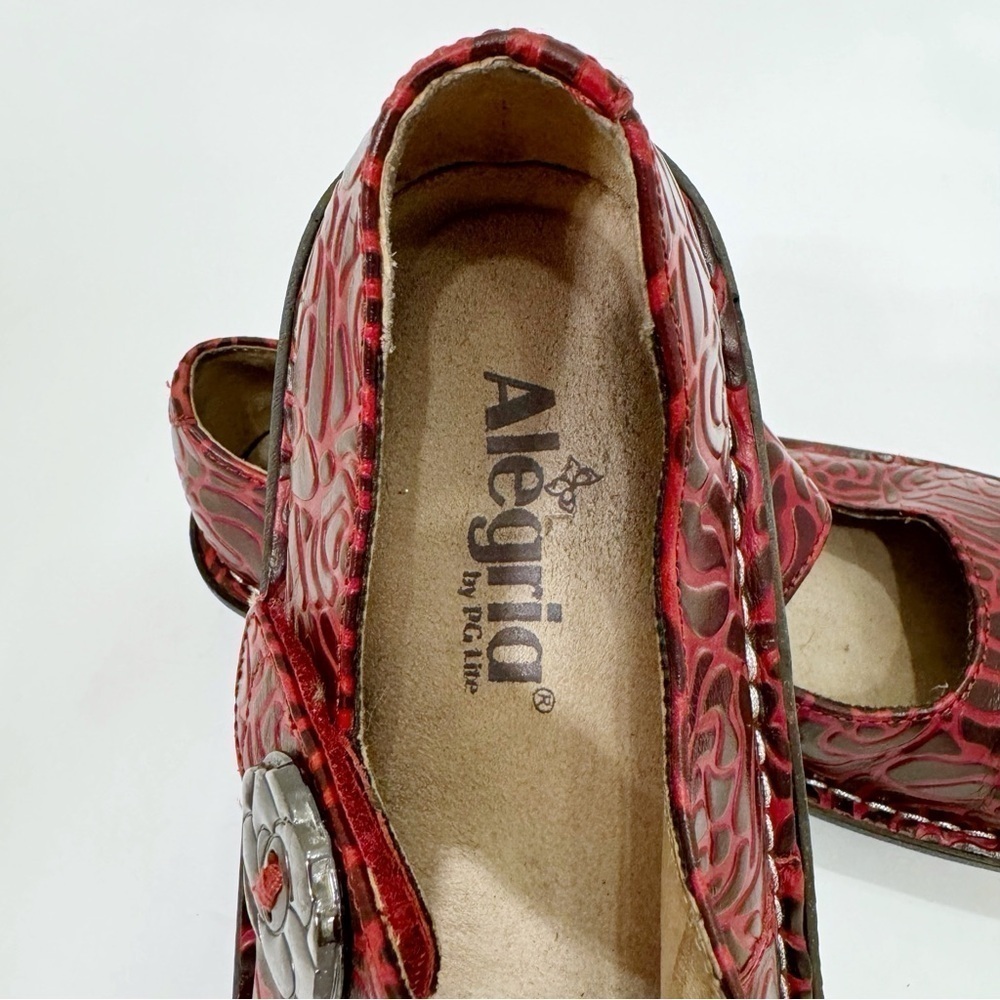 Algeria Paloma Wine Embossed Rose Mary Jane Shoe Size EU 36 US 6 - Picture 10 of 12